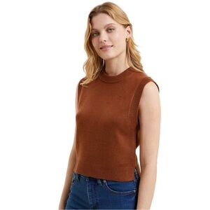French Connection Sleeveless Sweater Vest In Casablanca Brown Womens XXL NWT